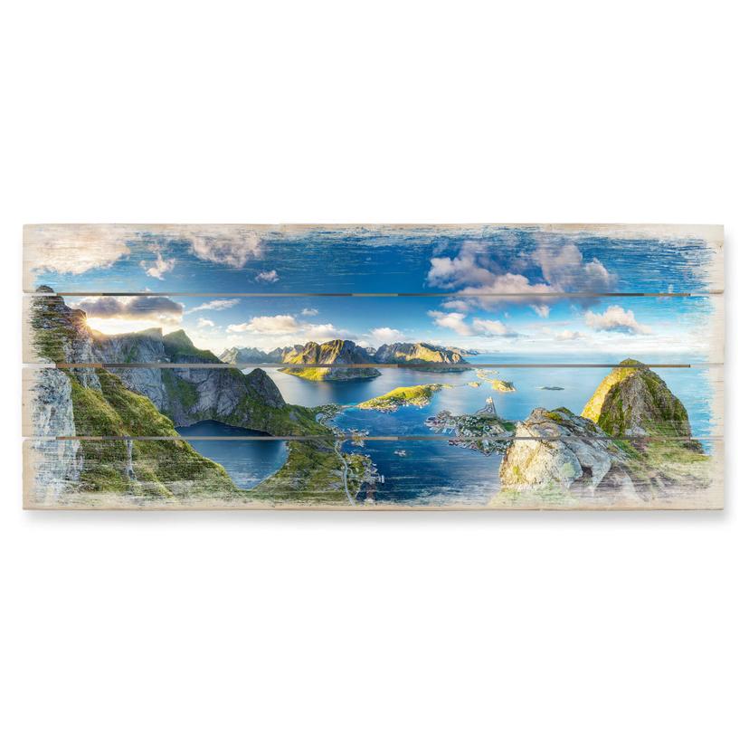 Holzbild Roemmelt - Aussicht vom Reinebringen - Panorama - 100x40 cm