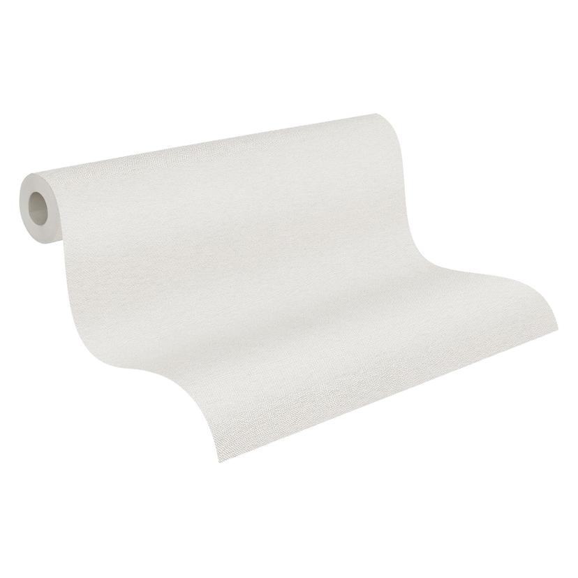 Papel pintado no tejido monocolor con textura de lino crema grisáceo - Papel pintado no tejido monoc