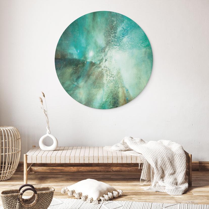 Stampe per pareti Turchese astratto in luce e struttura - Schmucker - Alu-Dibond Round