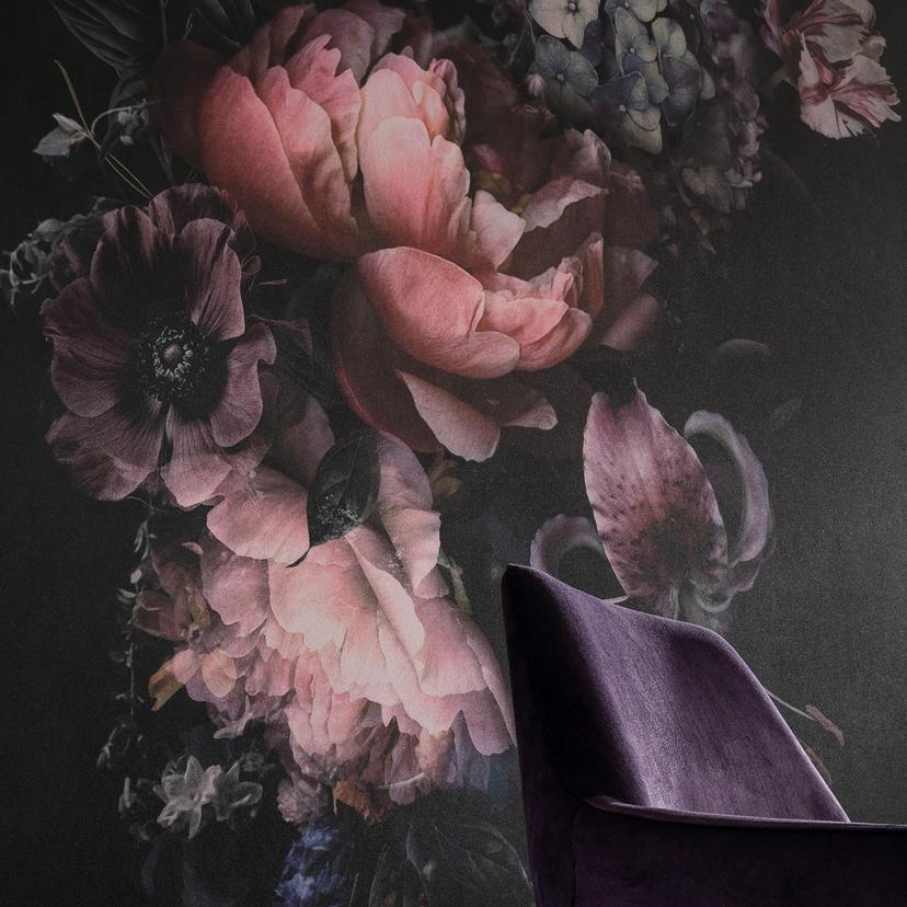 Carta da parati nera Fiori Foto Carta da parati per soggiorno camera da letto 2,70 x 1,59 cm