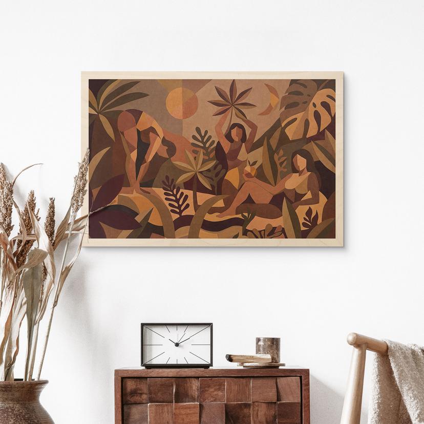 Stampa su legno Amber Flora - Donne nella foresta pluviale - Sir Edward x Grigory Gladarev