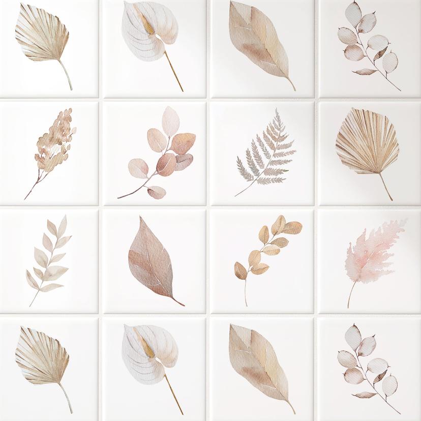 Azulejos Adhesivos acuarela hojas - lote de 12