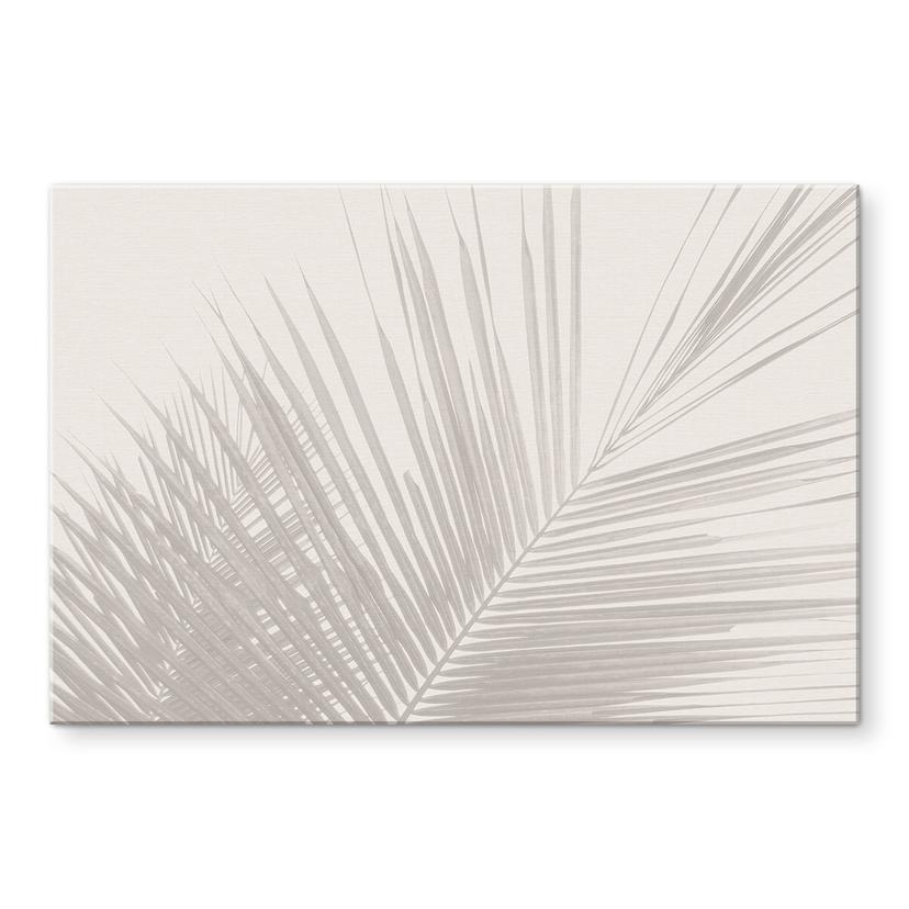 Akrylbillede af palmeblade i linnedlook - Bloomery Decor