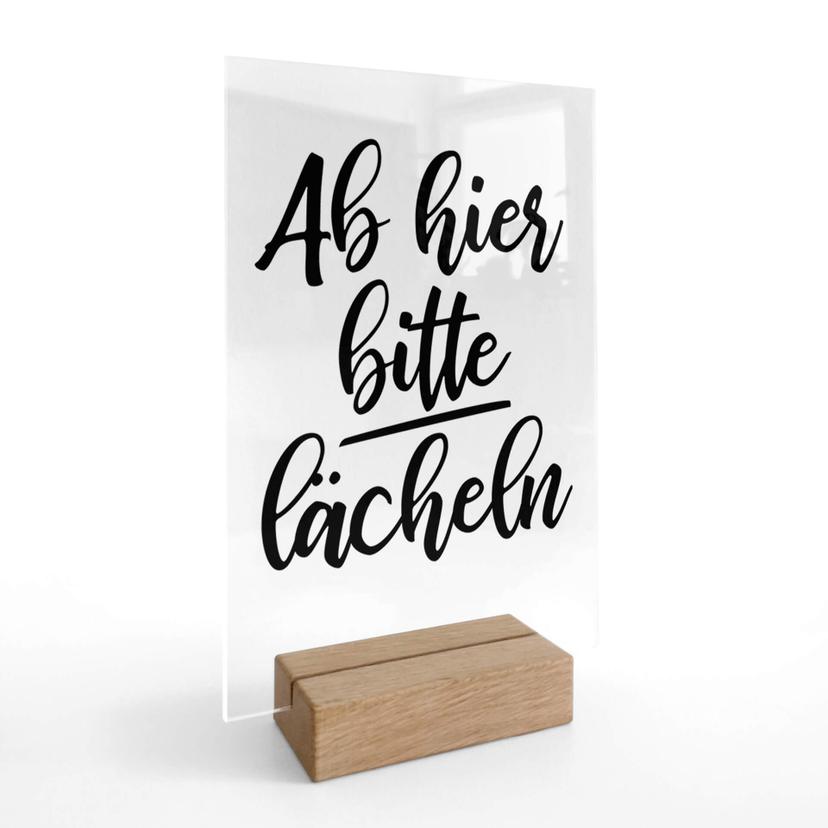 Tischaufsteller - Ab hier bitte lächeln