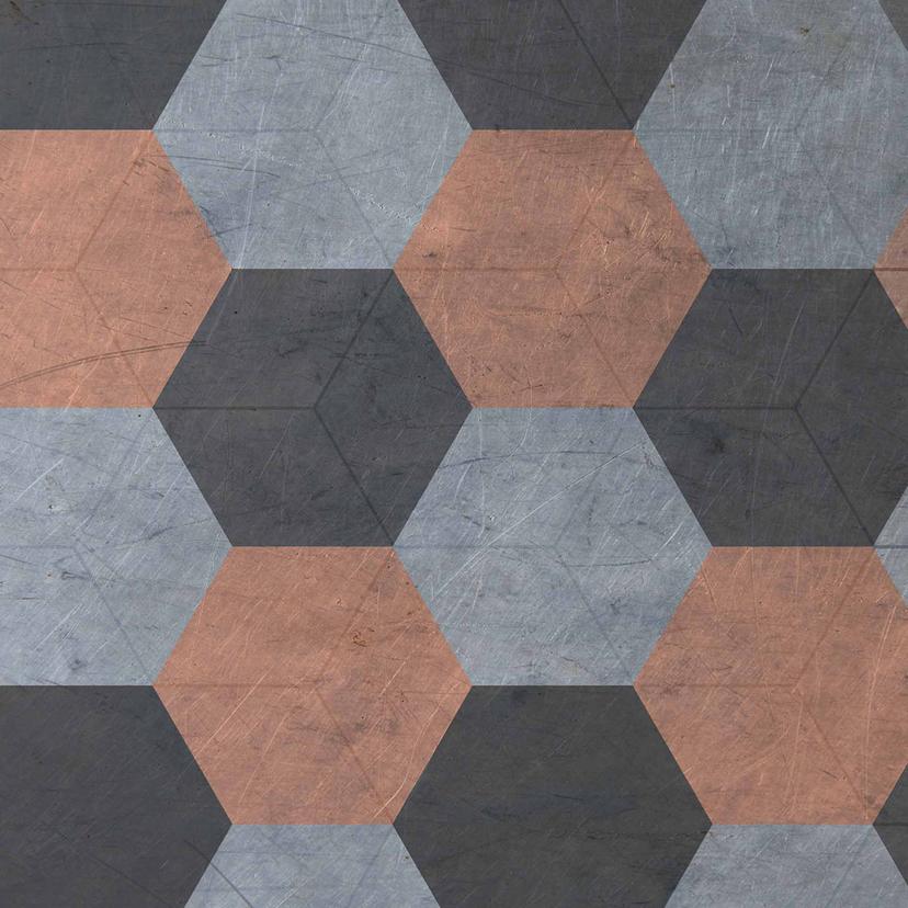 Papier peint à motif graphique Hexago2 en gris beige - Papier peint intissé Designwalls 2 - 2,55 x 3,5 m