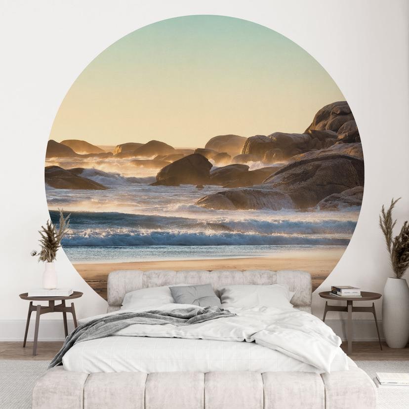 Fototapet på stranden ved solopgang i Afrika - Hugonnard - Round - vliesetapet/selvklæbende non-wove