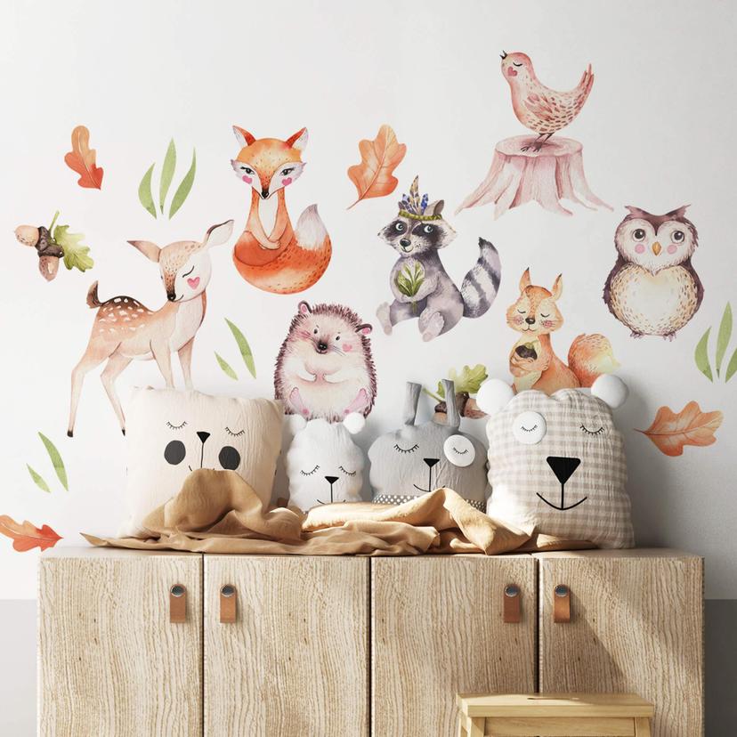 Wallsticker - Kvilis - Søde skovdyr sæt