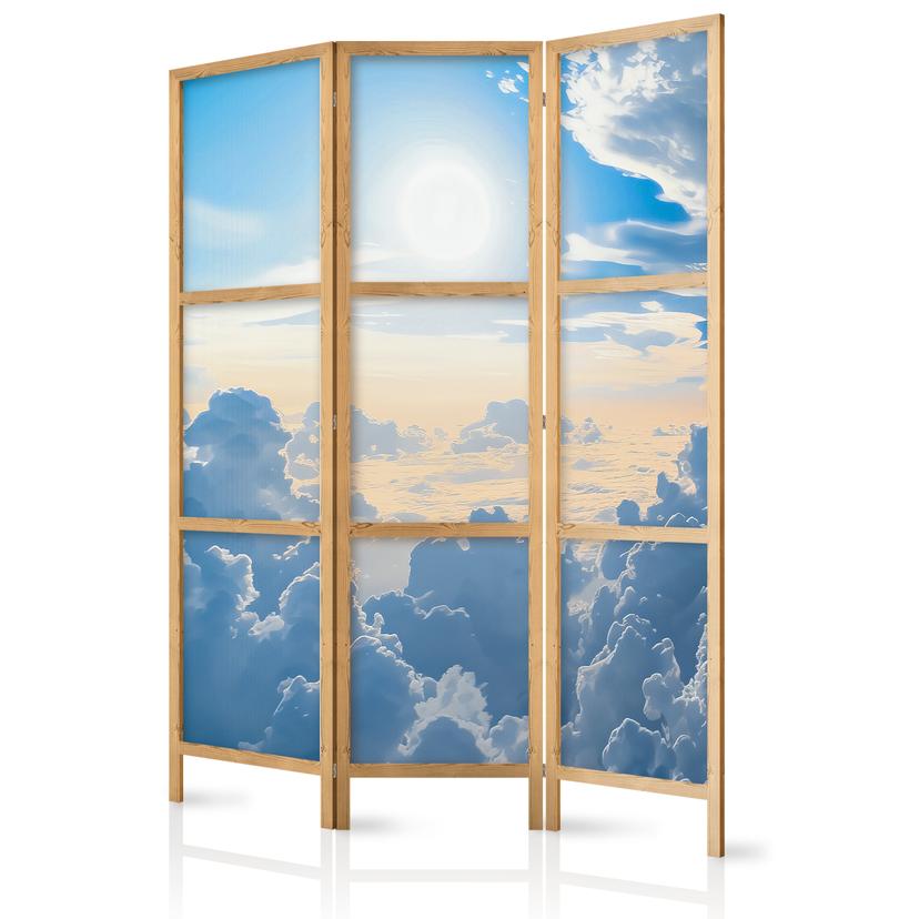 Japanischer Paravent, Raumteiler freistehend, Trennwand - Light Symphony: Sun and Clouds