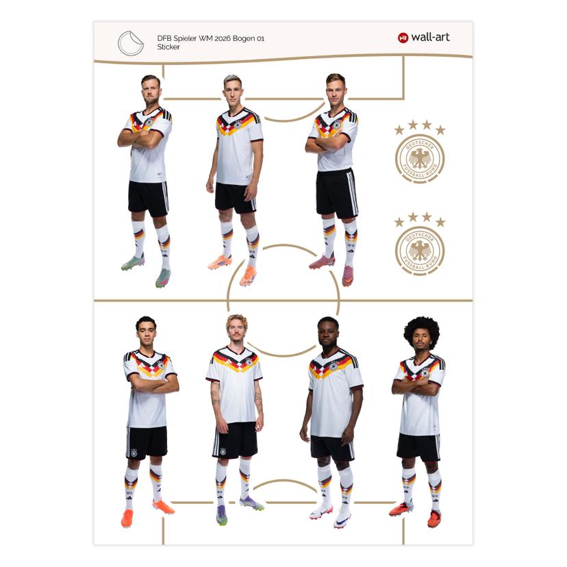 DFB Sticker Spieler WM 2026, Wandtattoo Bogen 01