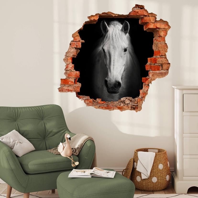 3D Muursticker Wit Paard