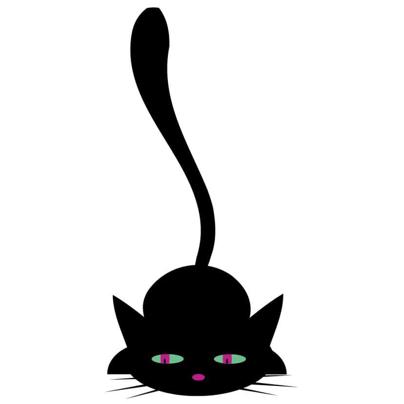 Muursticker Zwarte Kat op de Loer
