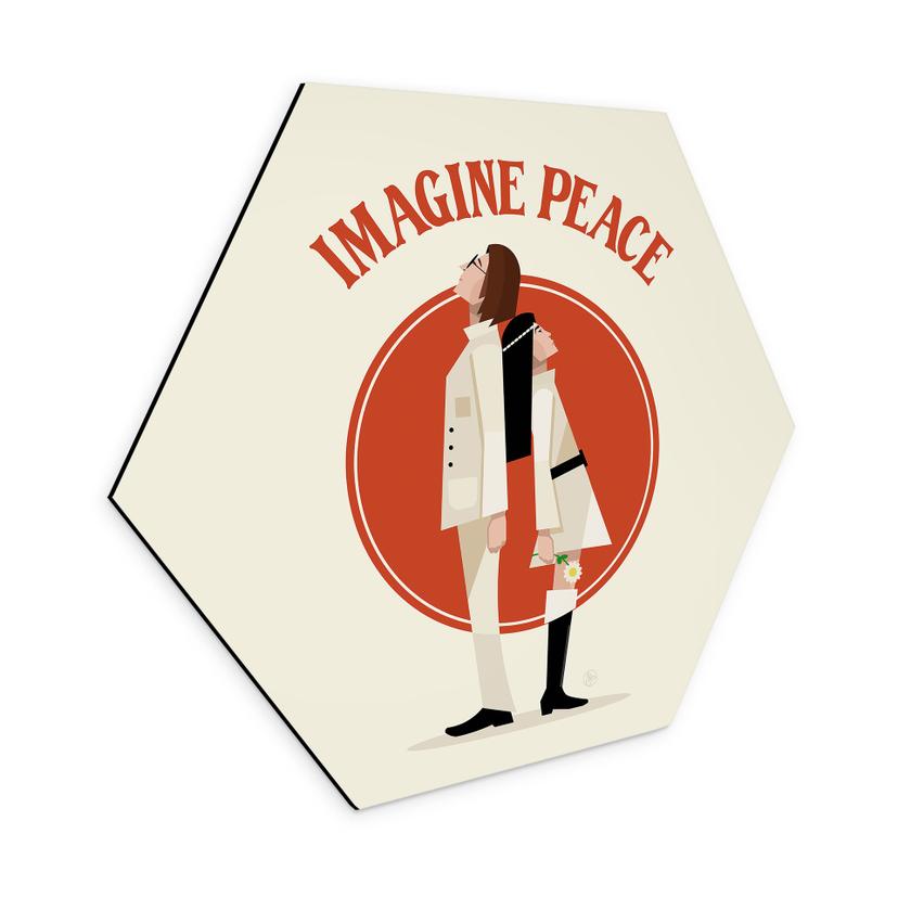 Sekskantet Billede Imagine Peace - To for fred og håb - Retrodrome - aluminium dibond