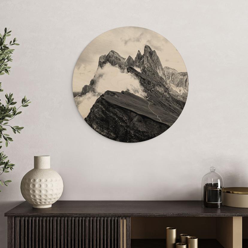 Stampa su legno Vista sulle Alpi - Paesaggio montano delle Dolomiti