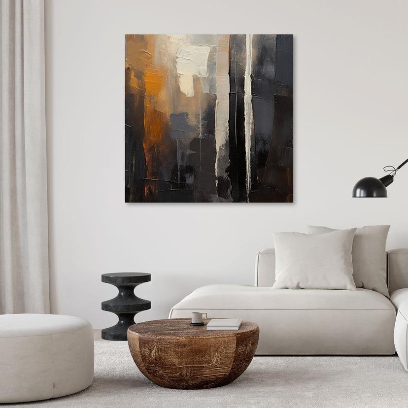 Canvasbillede, Abstrakt brun malet