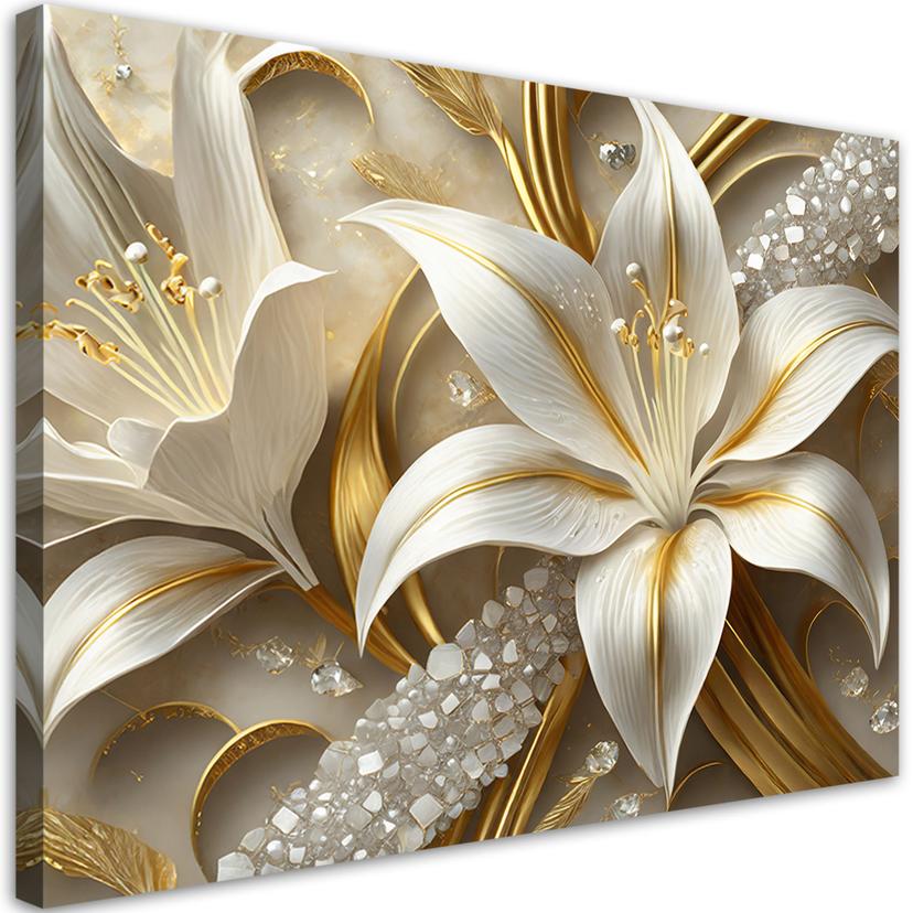 Leinwandbild Lilien glamourös gold