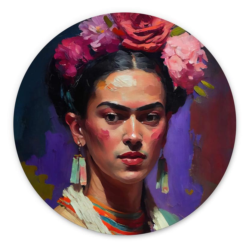 Vægcirkel Treechild - Portrait of Frida – print på aluminium (Alu-Dibond)