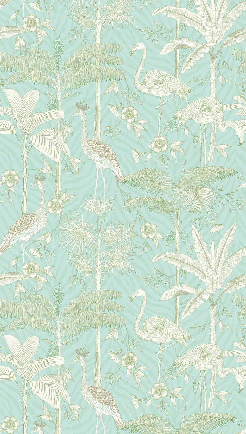 dyretapet turkis hvid - non-woven tapet insekter & dyr Livingwalls - mat og glat