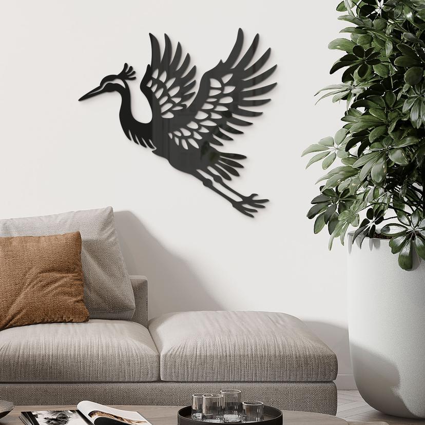Decoración mural grulla - pájaro elegante - decoración acrílica