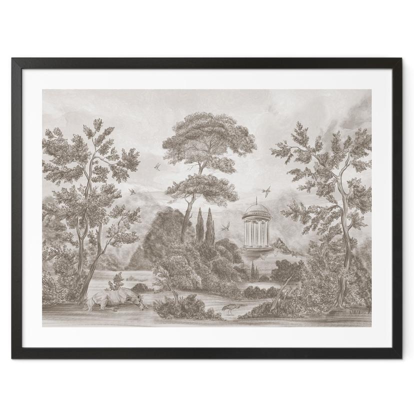 Poster landschap met tuinlandschap in beige - Ms Tiff