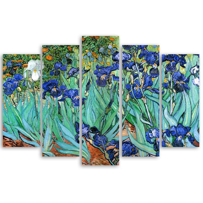 Stampa su tela 5 pezzi, Vincent Van Gogh Iris