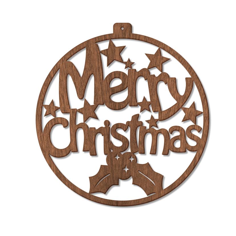 Decorazione in mogano - Merry Christmas