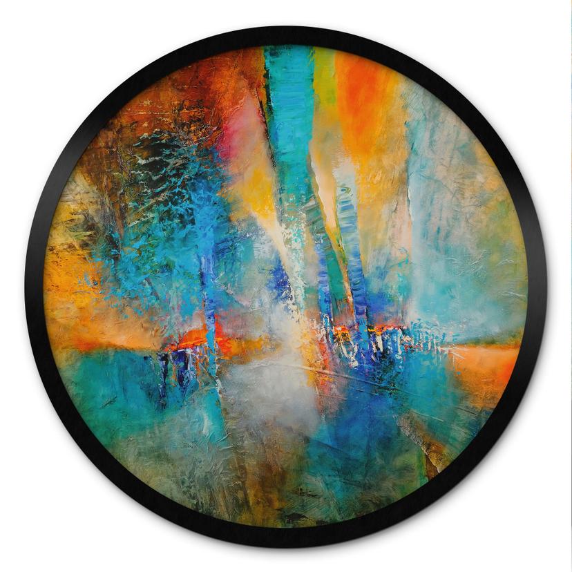 Plakat Urban light i blå og orange - Schmucker - Rund