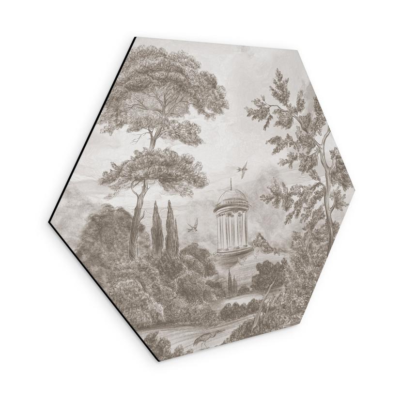 Wanddecoratie Landschap met tuinlandschap in beige - Ms Tiff - Alu-Dibond