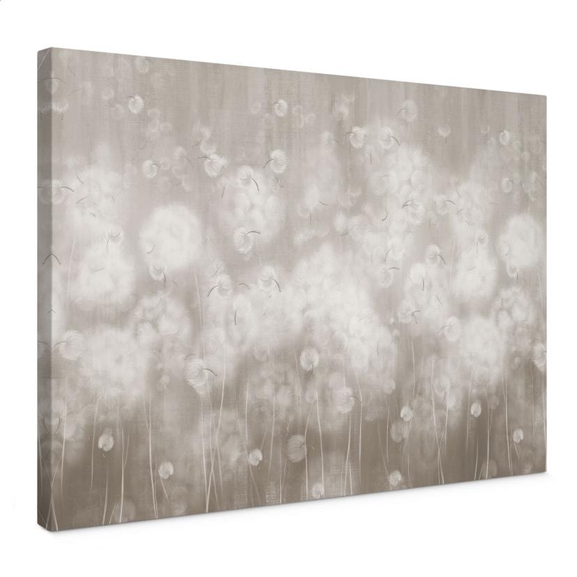 Canvas schilderij Paardenbloemen droom in beige - Ms Tiff