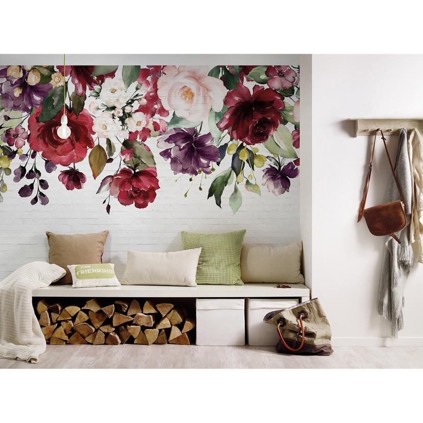 non-woven tapet Designwalls i farverige og hvide non-woven tapet Mural Roser