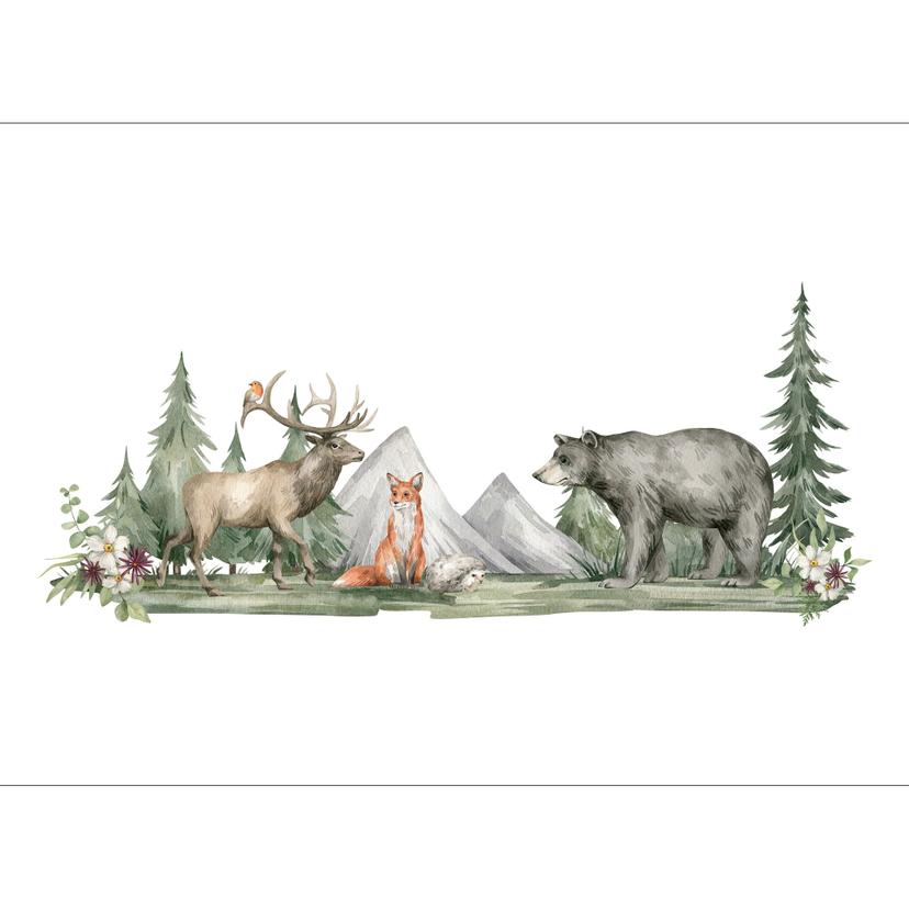 Carta da parati ForestAnimals bianco verde - tessuto non tessuto Designwalls 2 - 2,55 x 3,5 m