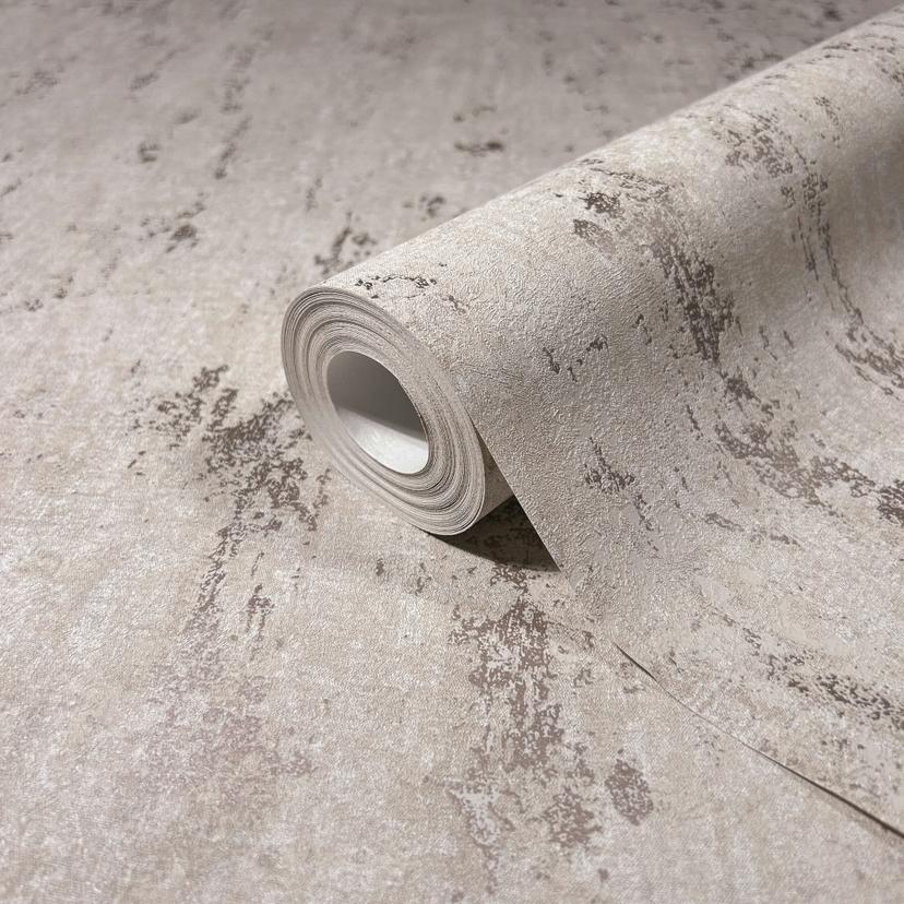 vliesbehang met glans beige betonlook