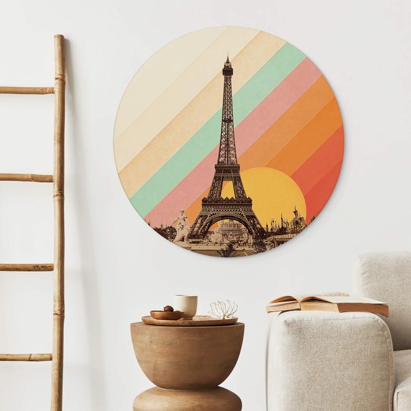 Cerchio a muro Bodart - Torre Eiffel retrò con arcobaleno