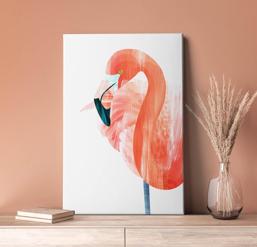 Canvastavla Goed Blauw - Rosa flamingo