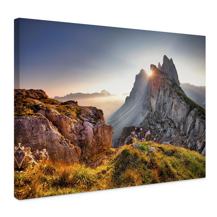 Lienzo Amanecer en las montañas del Tirol del Sur