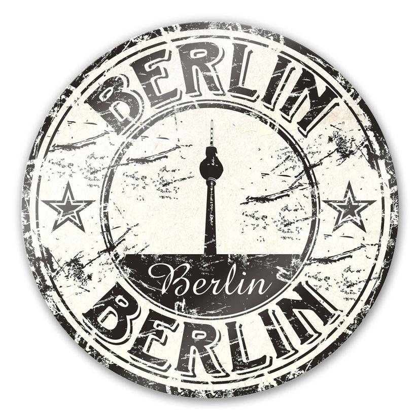 Stampa su vetro Timbro postale di Berlino - tondo