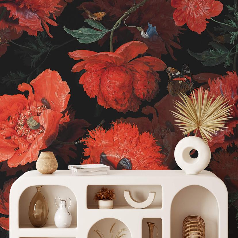 Fototapet UN Designs - røde blomster