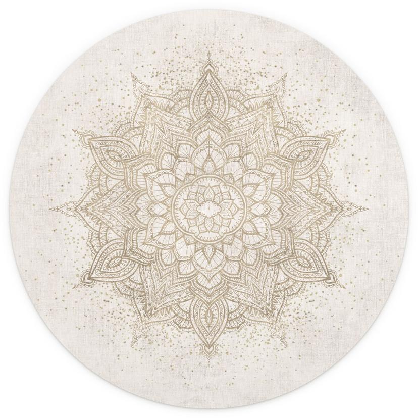 Fototapet med Boho-ornament i linneutseende - Bloomery Decor - Round - non-woven tapet/självhäftande