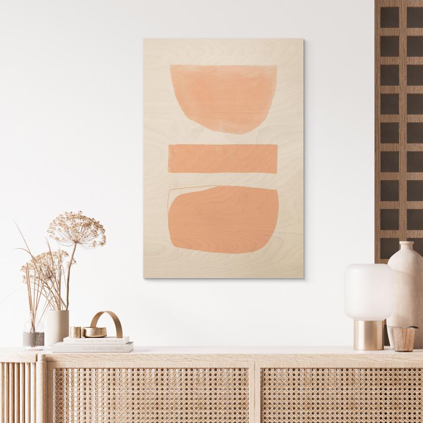 Stampa su legno Forme astratte in color pesca - uplusmestudio