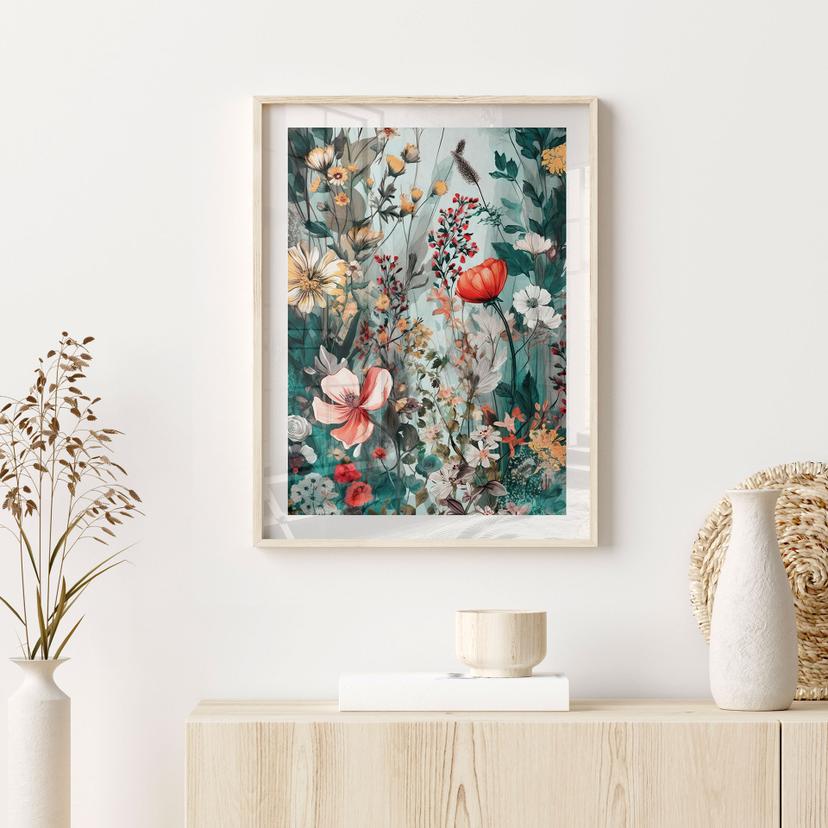 Poster Pré printanier avec fleurs - Jaszke