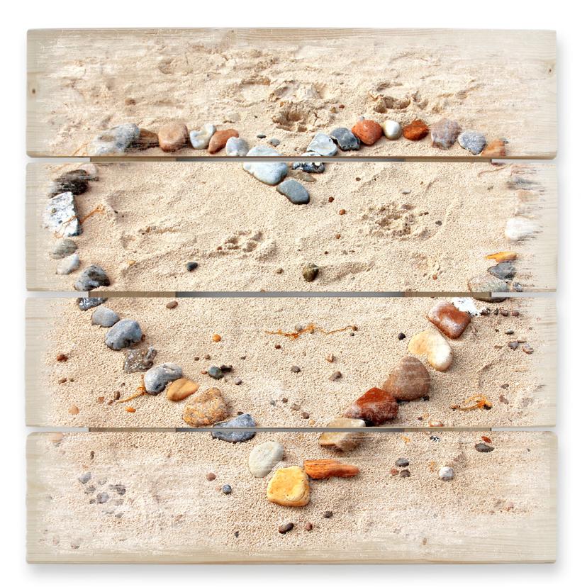 Cuadro de madera playa del amor - 40x41,5 cm