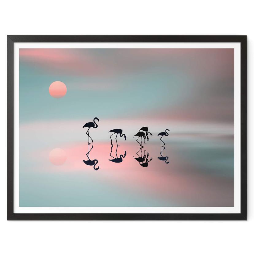 Poster Natalia - Famille de flamants roses