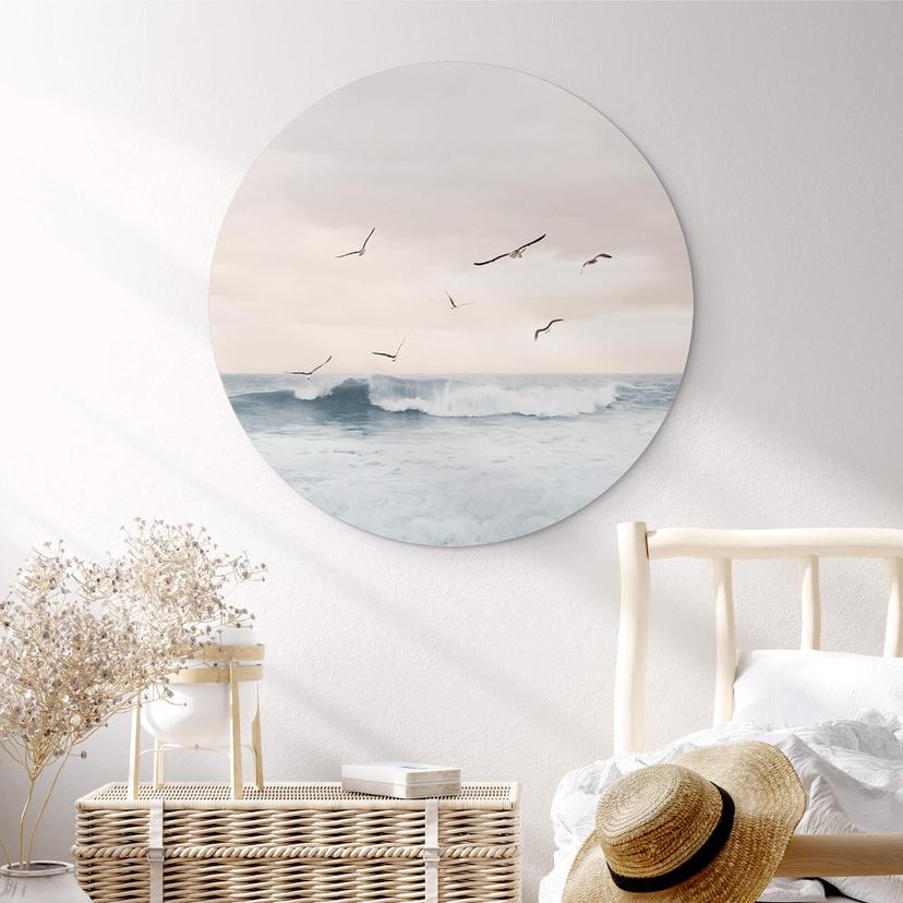 Wandbild Sisi & Seb - Magischer Abendhimmel am Meer - Alu-Dibond Rund