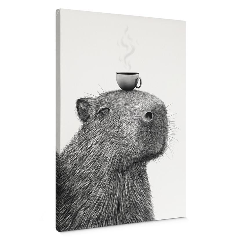 Tableau sur toile Capybara café du matin - Korenkova