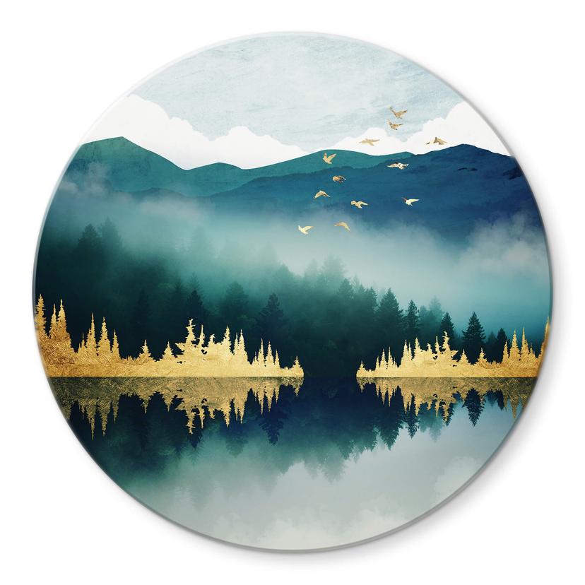 Tableau sur verre rond SpaceFrog Designs - Matin calme