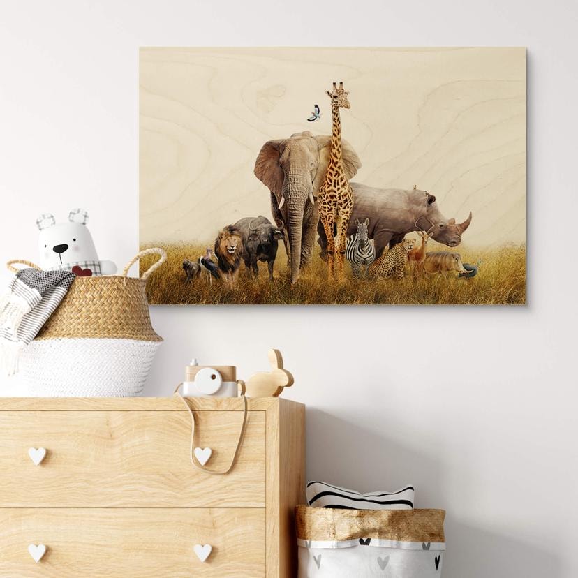 Houten Poster Afrikaanse Dieren