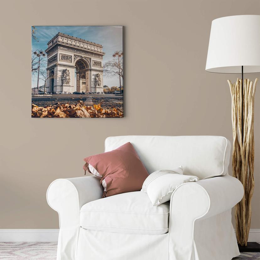 Tableau sur toile Arc de Triomphe an automne - Carré