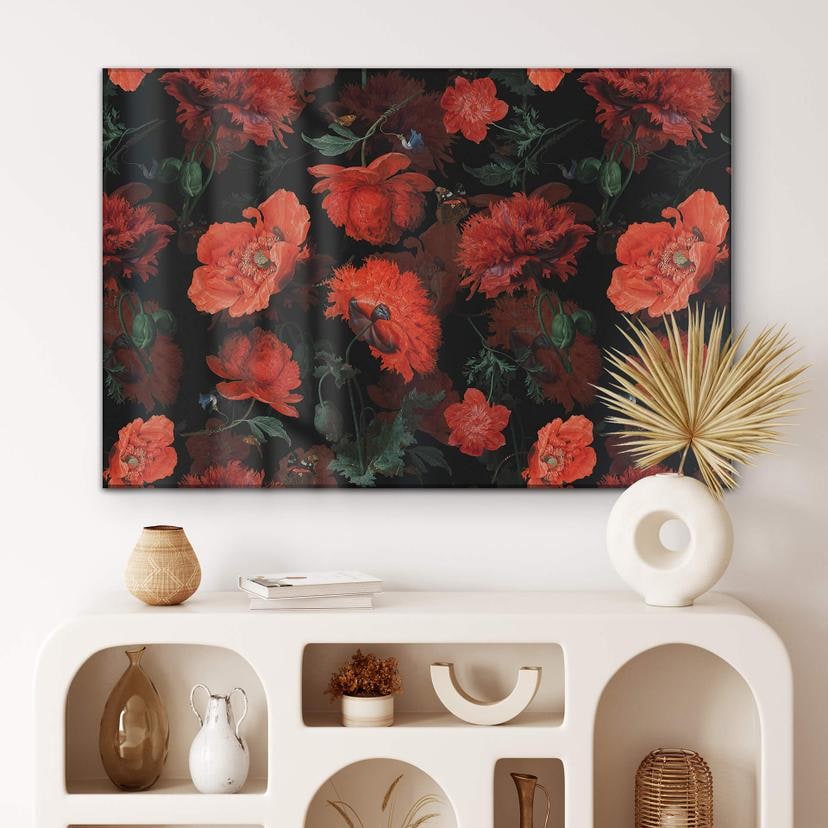 Tableau sur verre acrylique UN Designs - Fleurs rouges