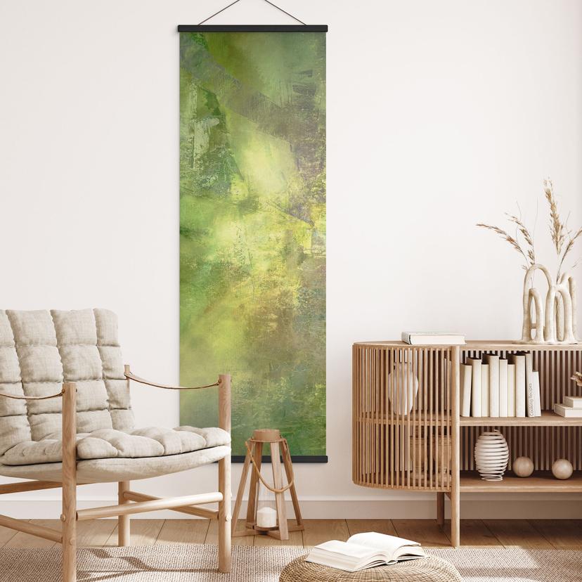 Textielposter kleurenspel in goudgroen - Schmucker - Panorama