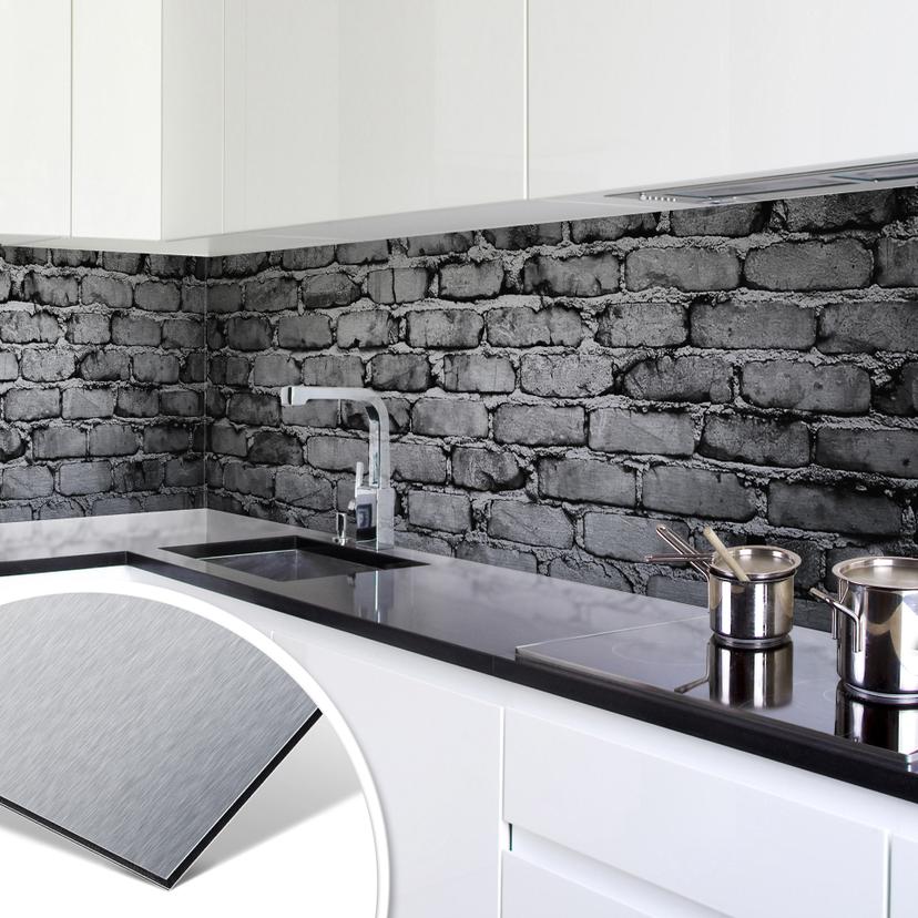Revêtement pour cuisine - Alu-Dibond - Mur 04 - Argenté