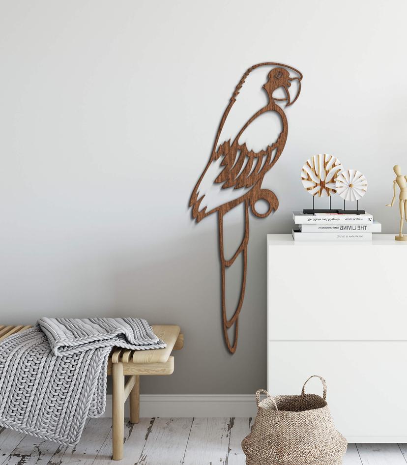 Arte en madera de caoba - Loro